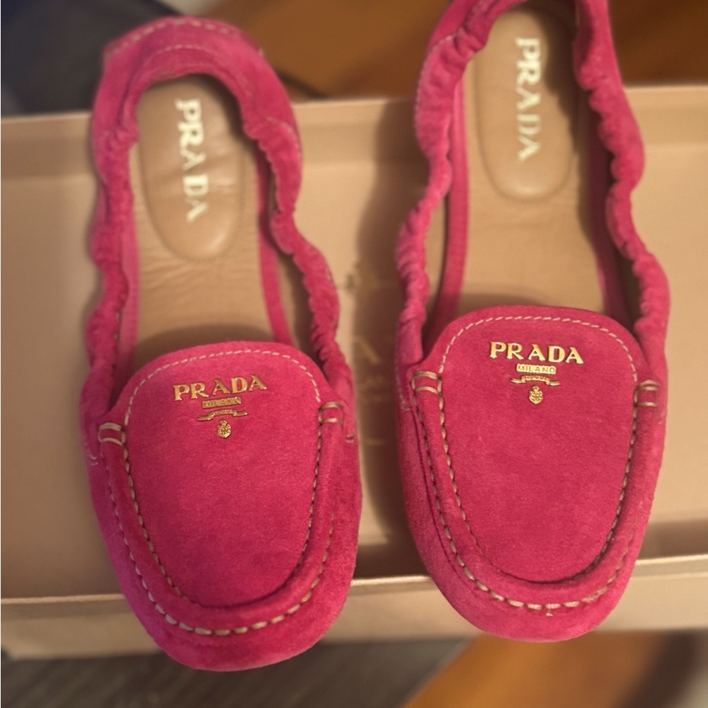 Authentic Prada Pink Loafers/ Flats In Box